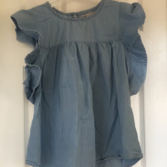 Girls DENIM Co. Blue Ruffle Top Sz 12-13 Yrs - Picture 1 of 2